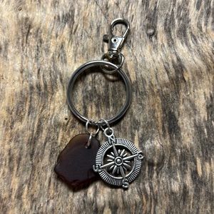 Brown sea glass key chain